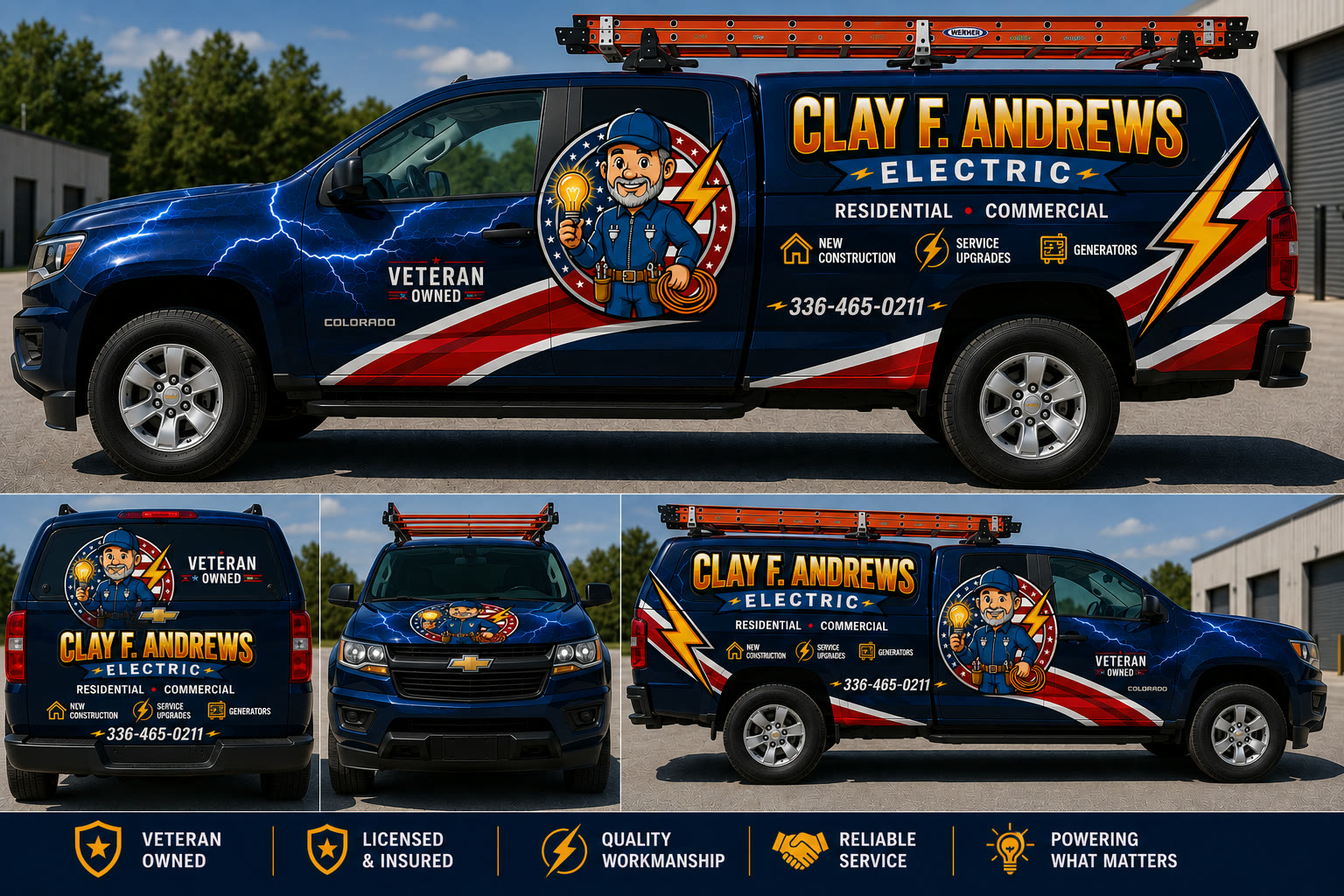 AI-generated concept render for the Clay F. Andrews Electric truck wrap